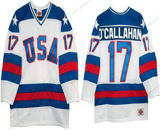 Nike 1980 Olympics USA #17 Jack O’Callahan Bílý Sešitý Vintage Hokejový dres – Pánské