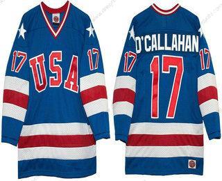 Nike 1980 Olympics USA #17 Jack O’Callahan Royal Modrý Sešitý Vintage Hokejový dres – Pánské