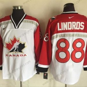 Nike 1998 Tým Kanady #88 Eric Lindros Bílý Olympic Retro Sešitý Hokejový dres – Pánské