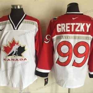 Nike 1998 Tým Kanady #99 Wayne Gretzky Bílý Olympic Retro Sešitý Hokejový dres – Pánské