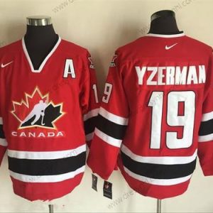 Nike 2002 Tým Kanady #19 Steve Yzerman Červené Olympic Retro Sešitý Hokejový dres – Pánské