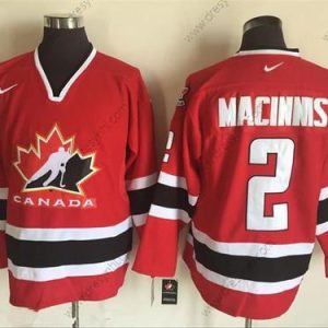 Nike 2002 Tým Kanady #2 Al Macinnis Červené Olympic Retro Sešitý Hokejový dres – Pánské