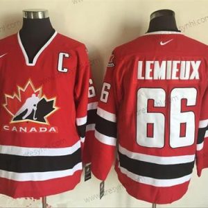 Nike 2002 Tým Kanady #66 Mario Lemieux Červené Olympic Retro Sešitý Hokejový dres – Pánské