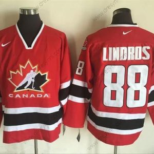 Nike 2002 Tým Kanady #88 Eric Lindros Červené Olympic Retro Sešitý Hokejový dres – Pánské