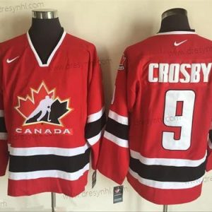 Nike 2002 Tým Kanady #9 Sidney Crosby Červené Olympic Retro Sešitý Hokejový dres – Pánské