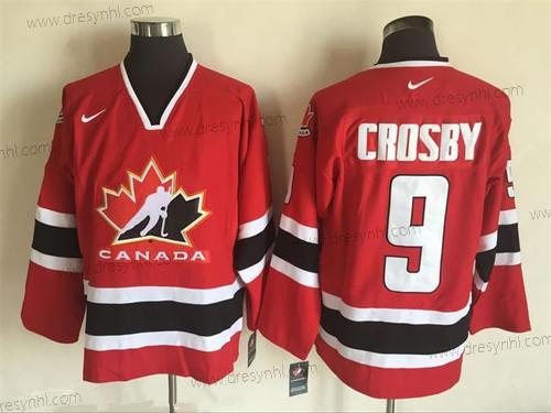 Nike 2002 Tým Kanady #9 Sidney Crosby Červené Olympic Retro Sešitý Hokejový dres – Pánské