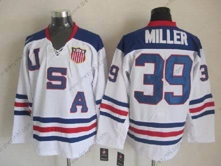 Nike 2010 Olympics USA #39 Ryan Miller Bílý dres – Pánské