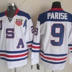 Nike 2010 Olympics USA #9 Zach Parise Bílý dres – Pánské