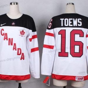 Nike 2014/15 Tým Kanady #16 Jonathan Toews Bílý 100th dres – Dámské