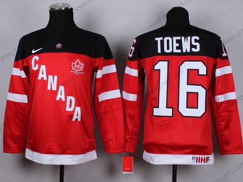 Nike 2014/15 Tým Kanady #16 Jonathan Toews Červené 100th dres – Dětské