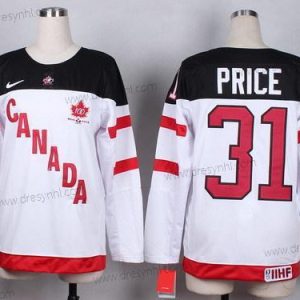 Nike 2014/15 Tým Kanady #31 Carey Price Bílý 100th dres – Dámské