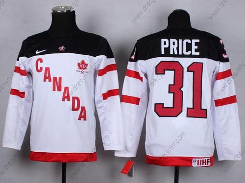 Nike 2014/15 Tým Kanady #31 Carey Price Bílý 100th dres – Dětské