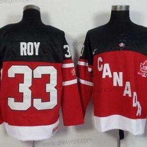 Nike 2014/15 Tým Kanady #33 Patrick Roy Retired Hráč Červené 100th Výročí dres – Pánské