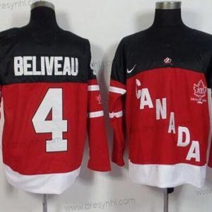 Nike 2014/15 Tým Kanady #4 Jean Beliveau Retired Hráč Červené 100th Výročí dres – Pánské