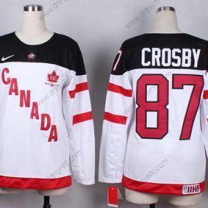 Nike 2014/15 Tým Kanady #87 Sidney Crosby Bílý 100th dres – Dámské