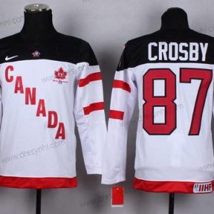 Nike 2014/15 Tým Kanady #87 Sidney Crosby Bílý 100th dres – Dětské