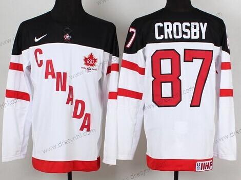 Nike 2014/15 Tým Kanady #87 Sidney Crosby Bílý 100th dres – Pánské