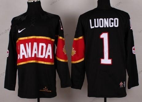 Nike 2014 Olympics Kanada #1 Roberto Luongo Černá dres – Pánské