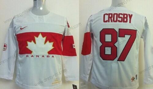 Nike 2014 Olympics Kanada #87 Sidney Crosby Bílý dres – Dětské