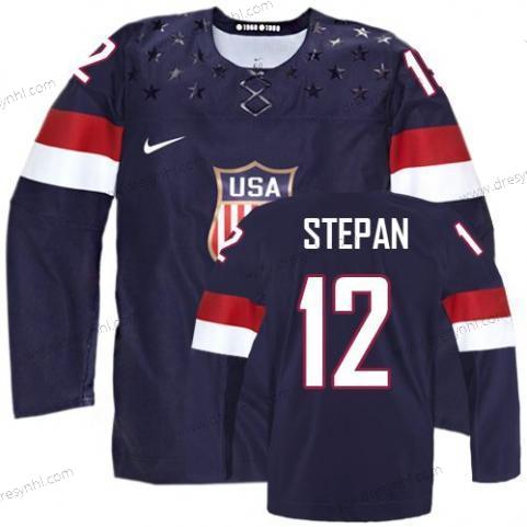 Nike 2014 Olympics USA #12 Derek Stepan Námořnictvo Modrý dres – Pánské