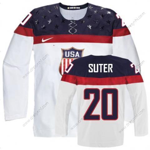 Nike 2014 Olympics USA #20 Ryan Suter Bílý dres – Pánské