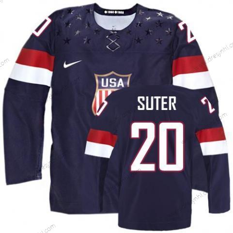 Nike 2014 Olympics USA #20 Ryan Suter Námořnictvo Modrý dres – Pánské