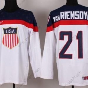 Nike 2014 Olympics USA #21 James Van Riemsdyk Bílý dres – Pánské