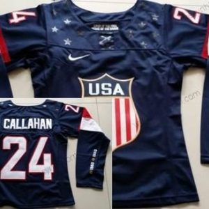 Nike 2014 Olympics USA #24 Ryan Callahan Námořnictvo Modrý dres – Dámské