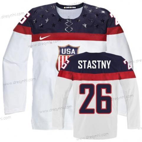 Nike 2014 Olympics USA #26 Paul Stastny Bílý dres – Pánské