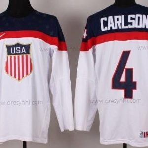 Nike 2014 Olympics USA #4 John Carlson Bílý dres – Pánské