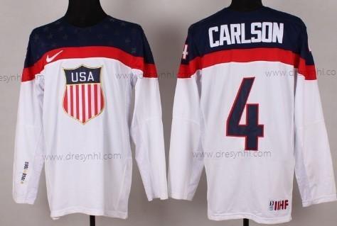 Nike 2014 Olympics USA #4 John Carlson Bílý dres – Pánské