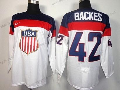 Nike 2014 Olympics USA #42 David Backes Bílý dres – Pánské