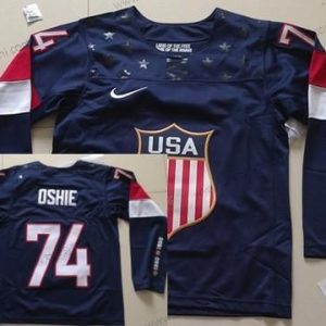 Nike 2014 Olympics USA #74 T. J. Oshie Námořnictvo Modrý dres – Dětské