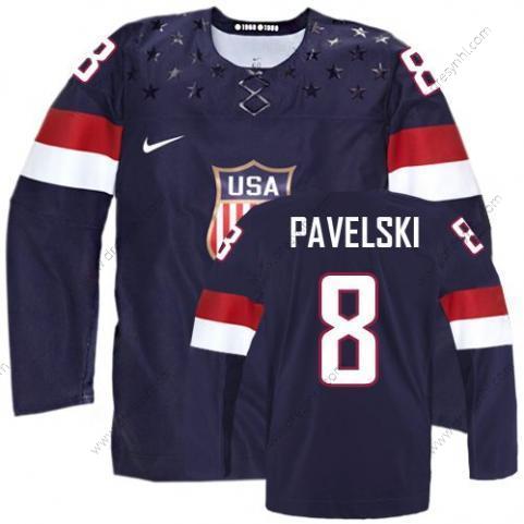 Nike 2014 Olympics USA #8 Joe Pavelski Námořnictvo Modrý dres – Pánské