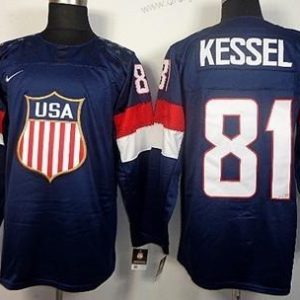 Nike 2014 Olympics USA #81 Phil Kessel Námořnictvo Modrý dres – Pánské