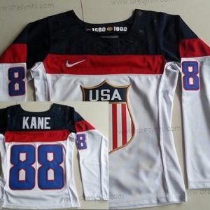 Nike 2014 Olympics USA #88 Patrick Kane Bílý dres – Dámské