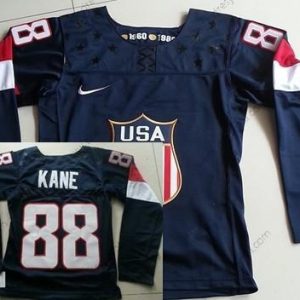 Nike 2014 Olympics USA #88 Patrick Kane Námořnictvo Modrý dres – Dámské