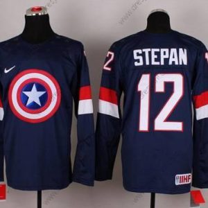 Nike 2015 Tým USA #12 Derek Stepan Captain Amerika Námořnictvo Modrý dres – Pánské