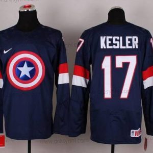 Nike 2015 Tým USA #17 Ryan Kesler Captain Amerika Námořnictvo Modrý dres – Pánské