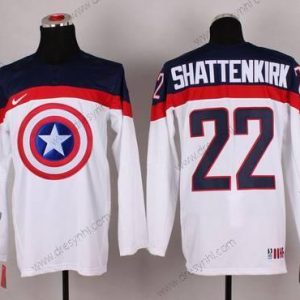 Nike 2015 Tým USA #22 Kevin Shattenkirk Captain Amerika Bílý dres – Pánské