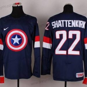 Nike 2015 Tým USA #22 Kevin Shattenkirk Captain Amerika Námořnictvo Modrý dres – Pánské