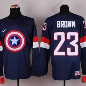 Nike 2015 Tým USA #23 Dustin Brown Captain Amerika Námořnictvo Modrý dres – Pánské