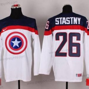 Nike 2015 Tým USA #26 Paul Stastny Captain Amerika Bílý dres – Pánské