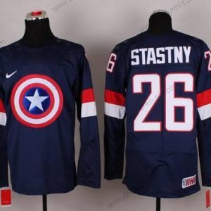 Nike 2015 Tým USA #26 Paul Stastny Captain Amerika Námořnictvo Modrý dres – Pánské