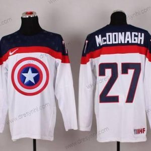 Nike 2015 Tým USA #27 Ryan Mcdonagh Captain Amerika Bílý dres – Pánské