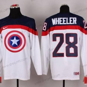 Nike 2015 Tým USA #28 Blake Wheeler Captain Amerika Bílý dres – Pánské