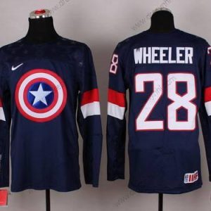 Nike 2015 Tým USA #28 Blake Wheeler Captain Amerika Námořnictvo Modrý dres – Pánské