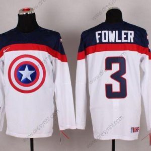 Nike 2015 Tým USA #3 Cam Fowler Captain Amerika Bílý dres – Pánské