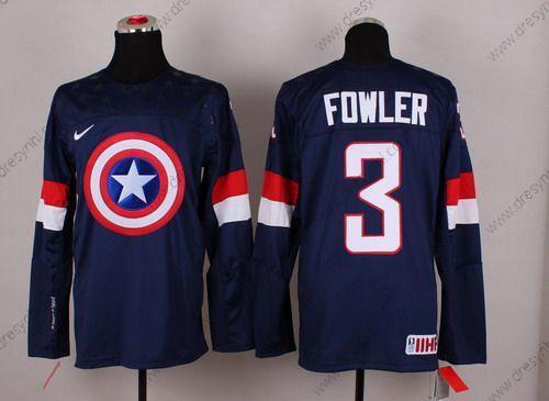 Nike 2015 Tým USA #3 Cam Fowler Captain Amerika Námořnictvo Modrý dres – Pánské