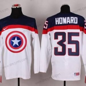 Nike 2015 Tým USA #35 Jimmy Howard Captain Amerika Bílý dres – Pánské